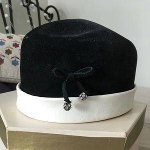 Gorgeous 1960’s Vintage Velvet and Leather Hat